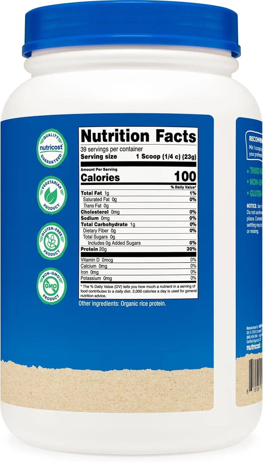 NUTRICOST - Nutricost Organic Rice Protein Powder Unflavored 907Gr. - The Red Vitamin MX - Suplementos Alimenticios - {{ shop.shopifyCountryName }}