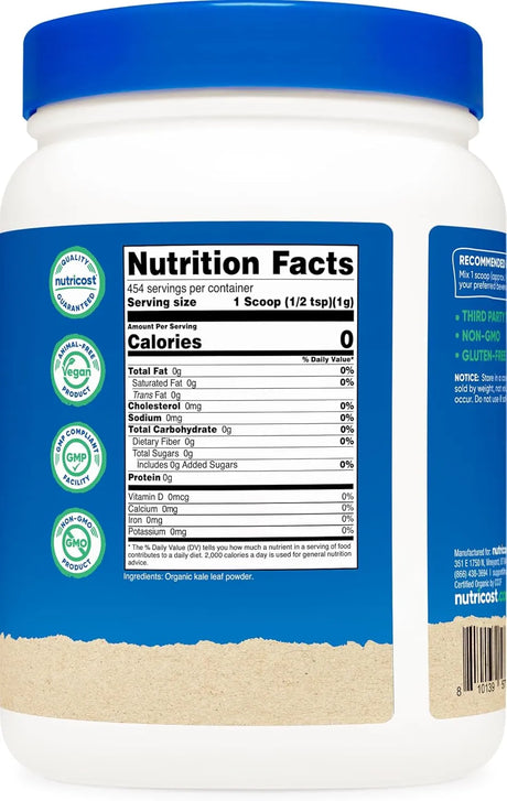 NUTRICOST - Nutricost Organic Kale Powder 454Gr. - The Red Vitamin MX - Suplementos Alimenticios - {{ shop.shopifyCountryName }}