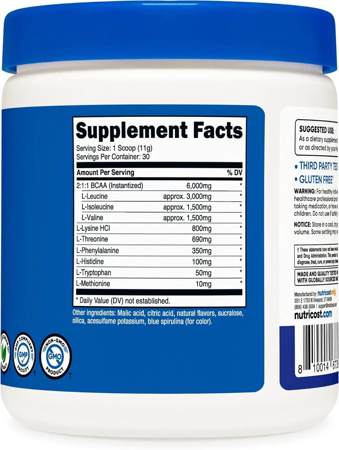 NUTRICOST - Nutricost EAA Powder 30 Servicios Blue Raspberry 330Gr. - The Red Vitamin MX - Suplementos Alimenticios - {{ shop.shopifyCountryName }}