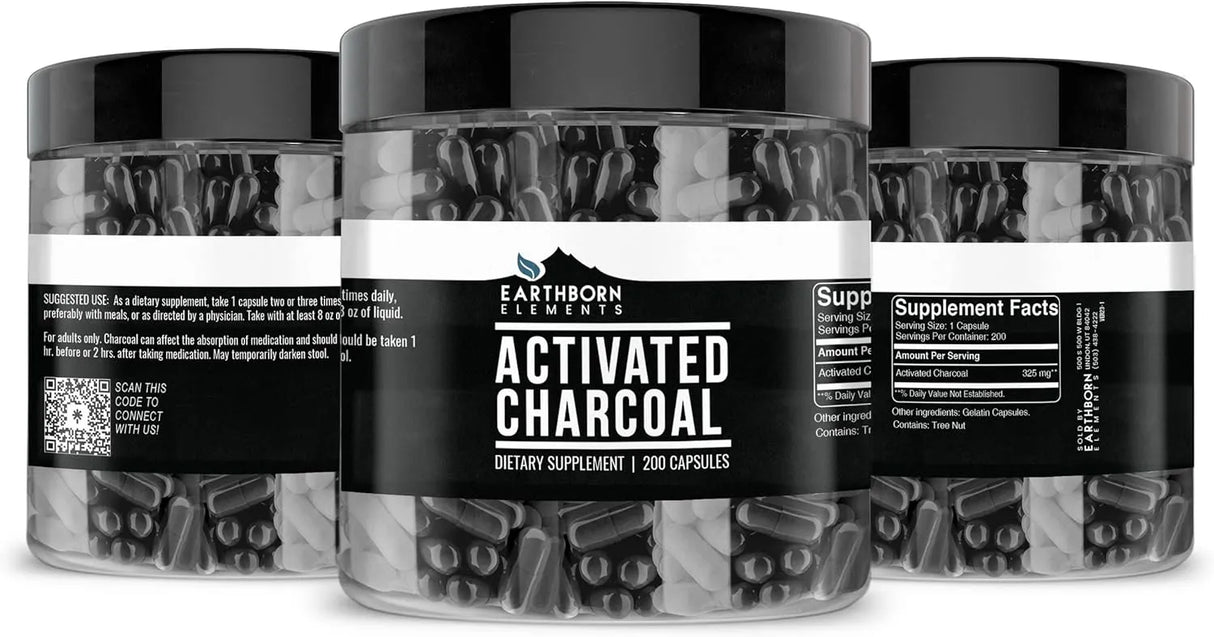 EARTHBORN ELEMENTS - Earthborn Elements Activated Charcoal 200 Capsulas - The Red Vitamin MX - Suplementos Alimenticios - {{ shop.shopifyCountryName }}