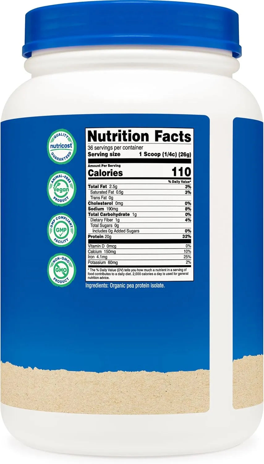 NUTRICOST - Nutricost Organic Pea Protein Isolate Powder Unflavored 907Gr. - The Red Vitamin MX - Suplementos Alimenticios - {{ shop.shopifyCountryName }}