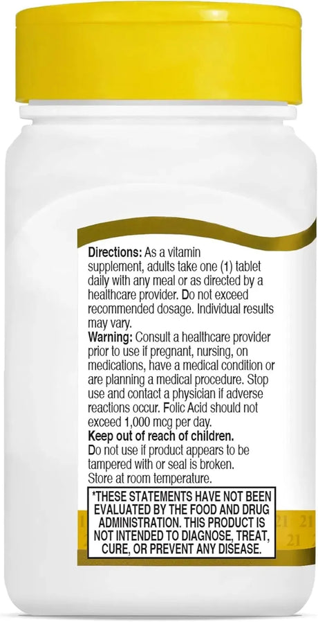 21ST CENTURY - 21st Century Folic Acid 400mcg 250 Tabletas - The Red Vitamin MX - Suplementos Alimenticios - {{ shop.shopifyCountryName }}