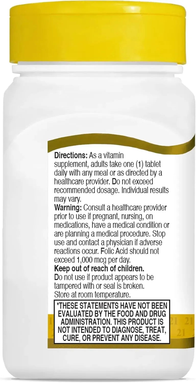 21ST CENTURY - 21st Century Folic Acid 400mcg 250 Tabletas - The Red Vitamin MX - Suplementos Alimenticios - {{ shop.shopifyCountryName }}