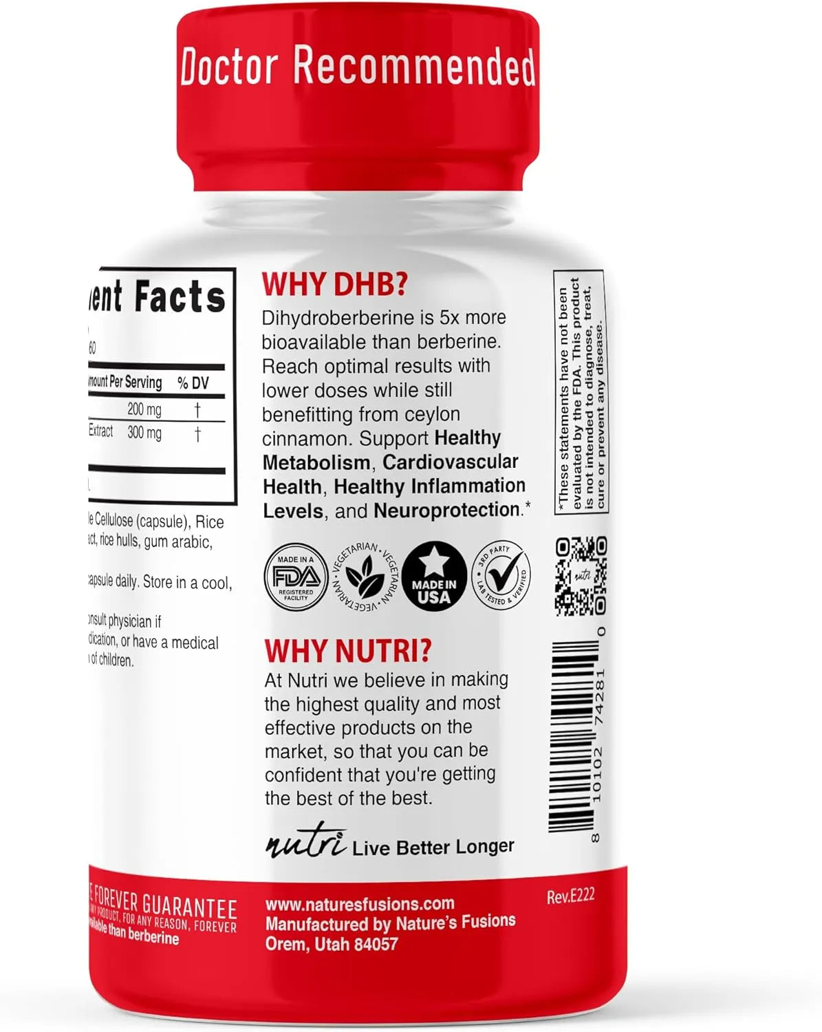 NATURE´S FUSIONS - Nature's Fusions Nutri Dihydroberberine 200Mg. 60 Capsulas - The Red Vitamin MX - Suplementos Alimenticios - {{ shop.shopifyCountryName }}