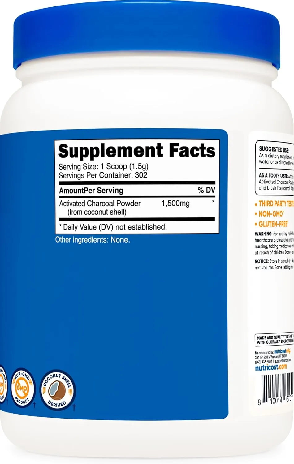 NUTRICOST - Nutricost Activated Charcoal Powder 302 Servicios 454Gr. - The Red Vitamin MX - Suplementos Alimenticios - {{ shop.shopifyCountryName }}