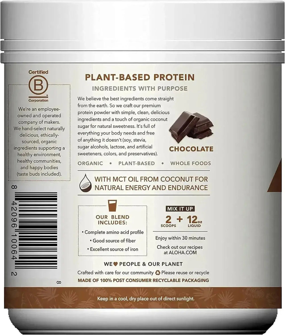 ALOHA - ALOHA Organic Plant Based Protein Powder Chocolate 15 Servicios 540Gr. - The Red Vitamin MX - Suplementos Alimenticios - {{ shop.shopifyCountryName }}