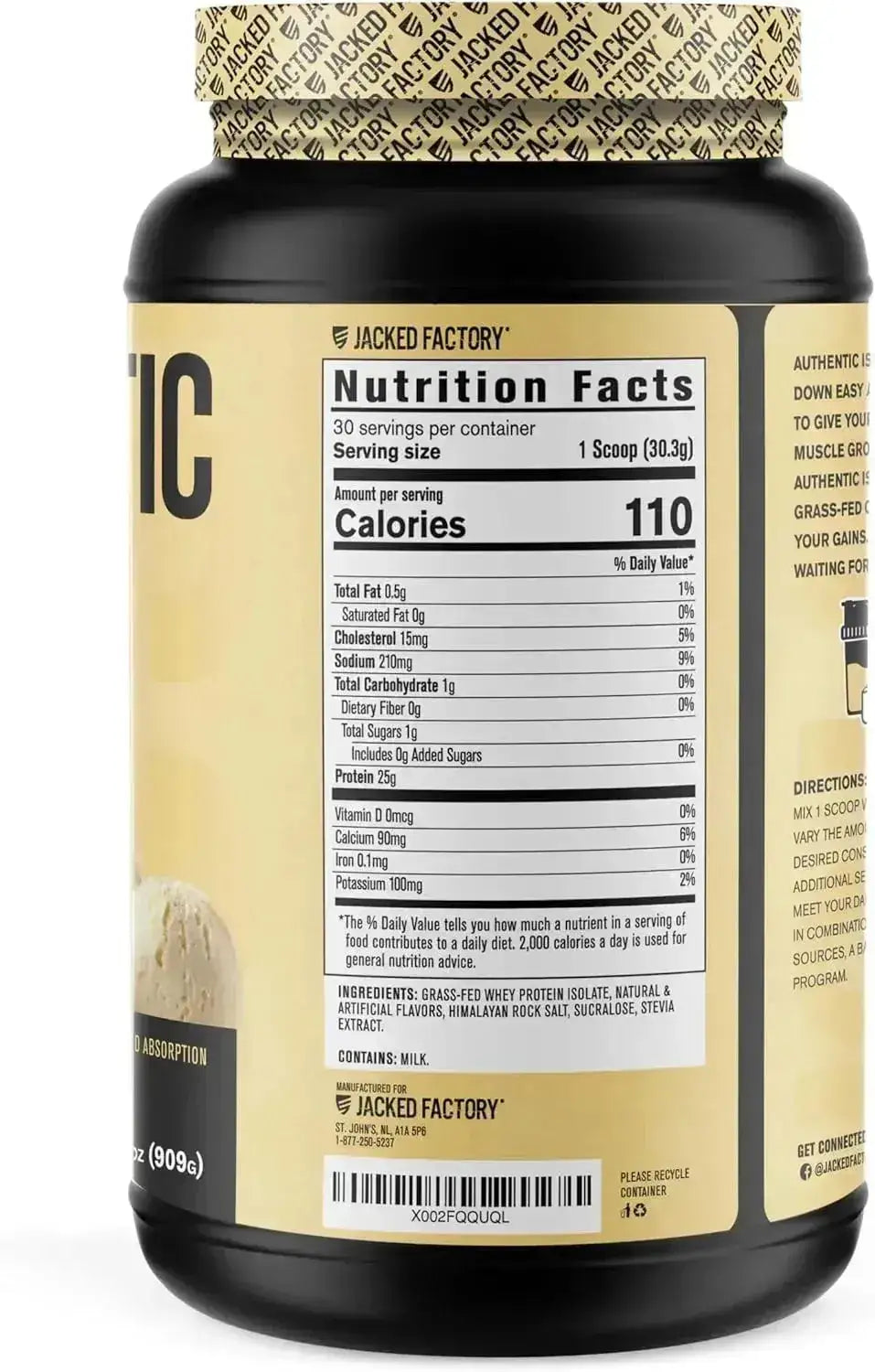 JACKED FACTORY - Jacked Factory Authentic ISO Grass Fed Whey Protein Isolate Powder Vanilla 909Gr. - The Red Vitamin MX - Suplementos Alimenticios - {{ shop.shopifyCountryName }}