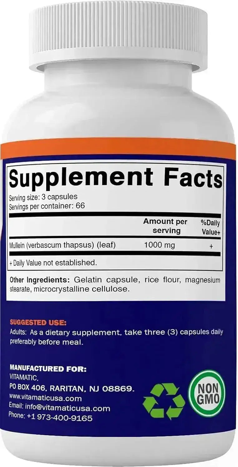 VITAMATIC - Vitamatic Mullein Leaf 1000Mg. 200 Capsulas - The Red Vitamin MX - Suplementos Alimenticios - {{ shop.shopifyCountryName }}