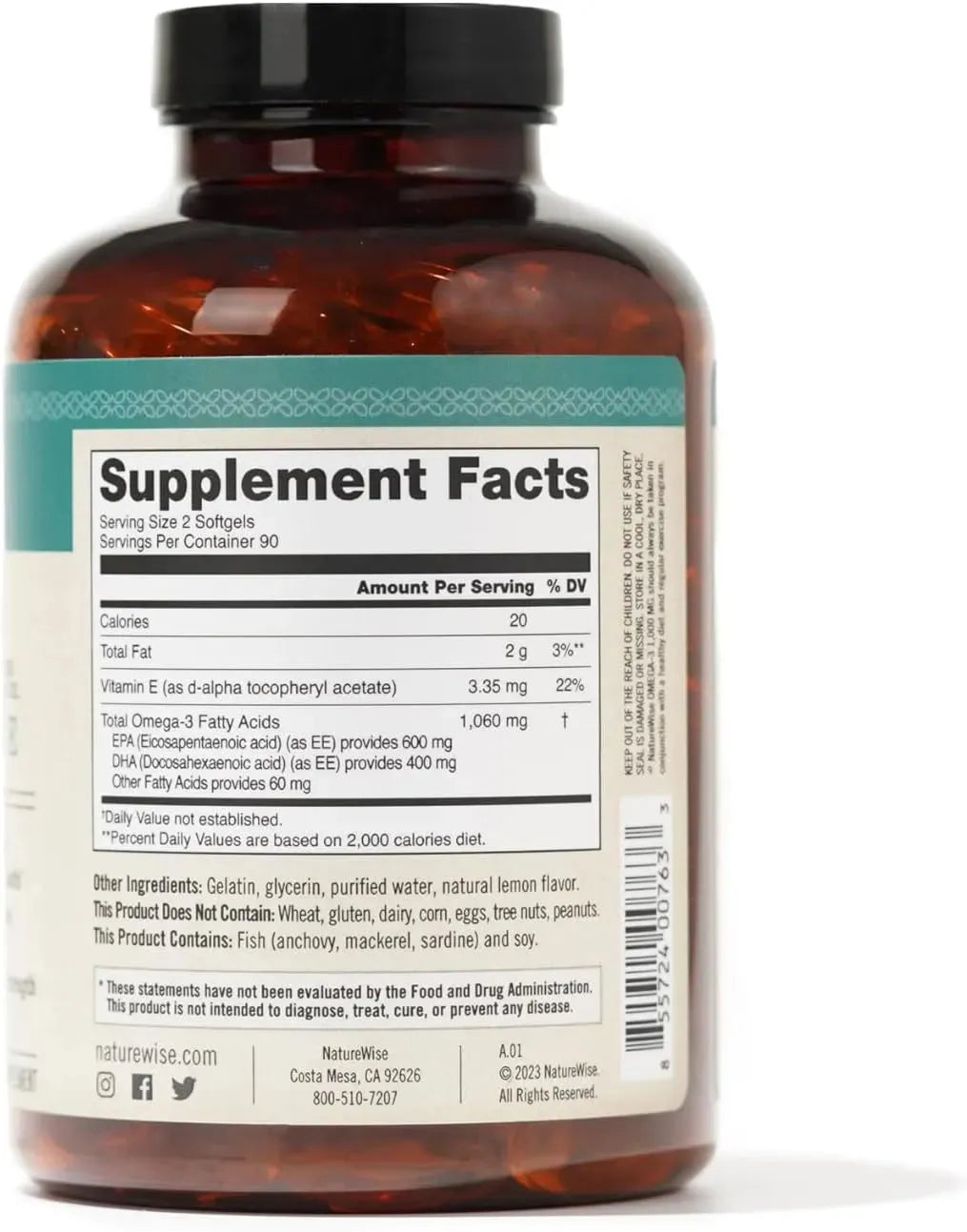 NATUREWISE - NatureWise Extra-Strength Omega 3 Fish Oil 1000Mg, 180 Capsulas Blandas - The Red Vitamin MX - Suplementos Alimenticios - {{ shop.shopifyCountryName }}