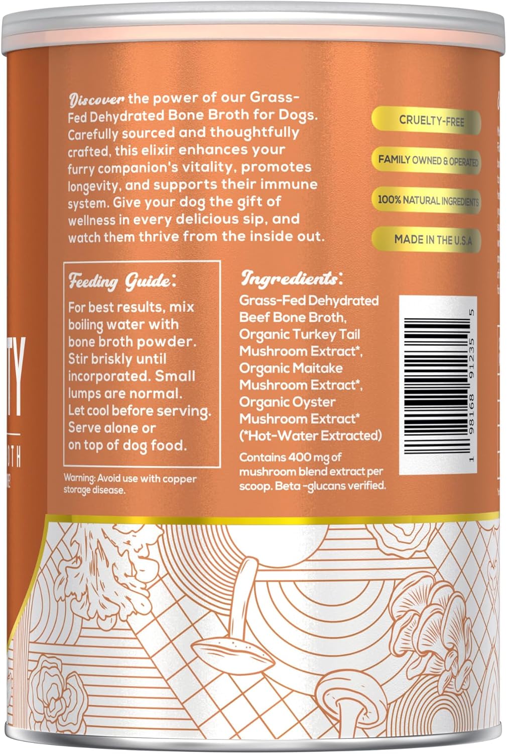 FIDO'S - Fido's Longevity Bone Broth for Dogs Turkey Tail + Maitake Mushroom 60 Servicios 184Gr. - The Red Vitamin MX - Suplementos Herbales Para Perros - {{ shop.shopifyCountryName }}