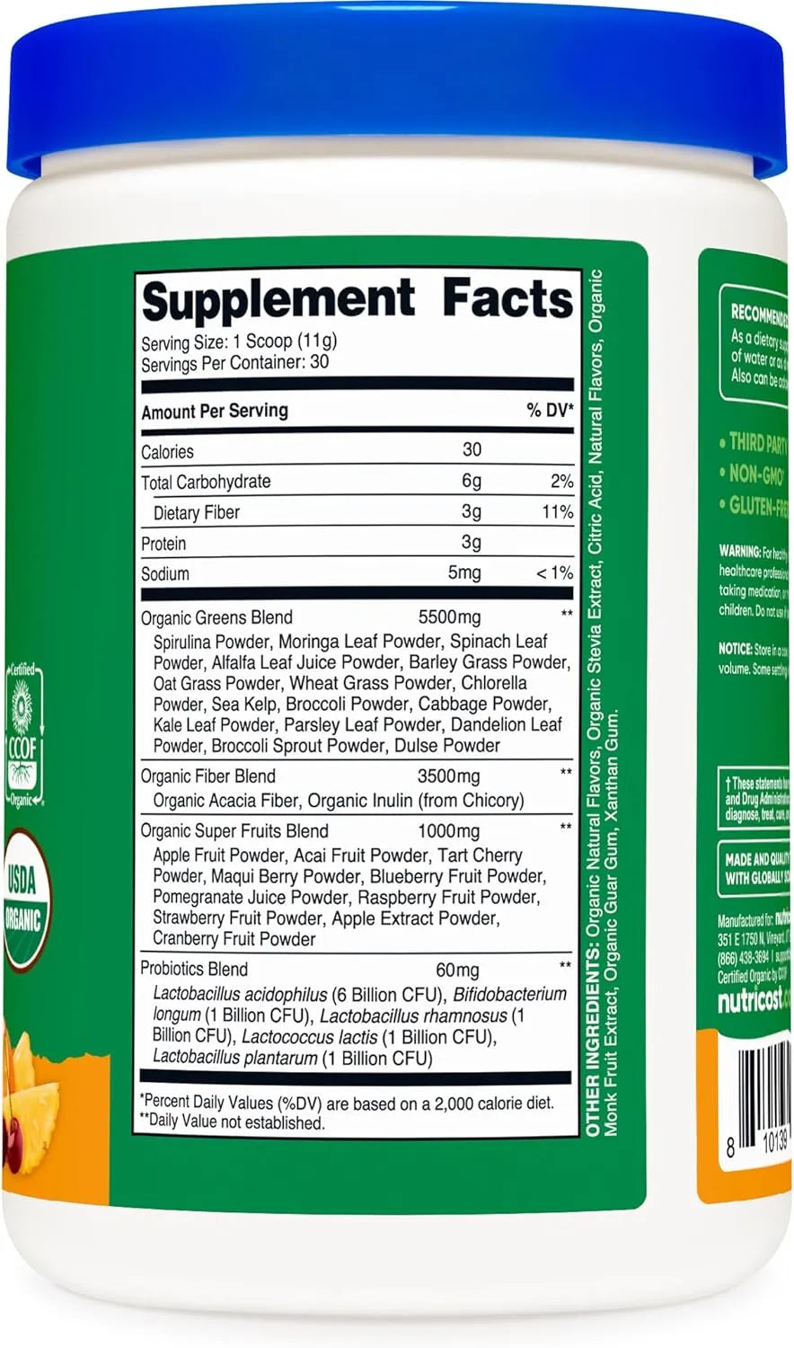 NUTRICOST - Nutricost Organic Super Greens Powder 30 Servicios Orange Sunrise Flavor 342Gr. - The Red Vitamin MX - Suplementos Alimenticios - {{ shop.shopifyCountryName }}