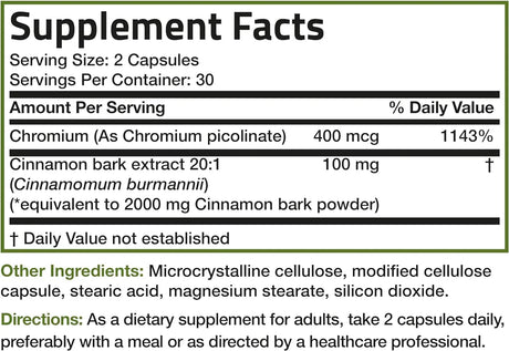 BRONSON - Bronson Cinnamon Plus Chromium Picolinate 60 Capsulas - The Red Vitamin MX - Suplementos Alimenticios - {{ shop.shopifyCountryName }}