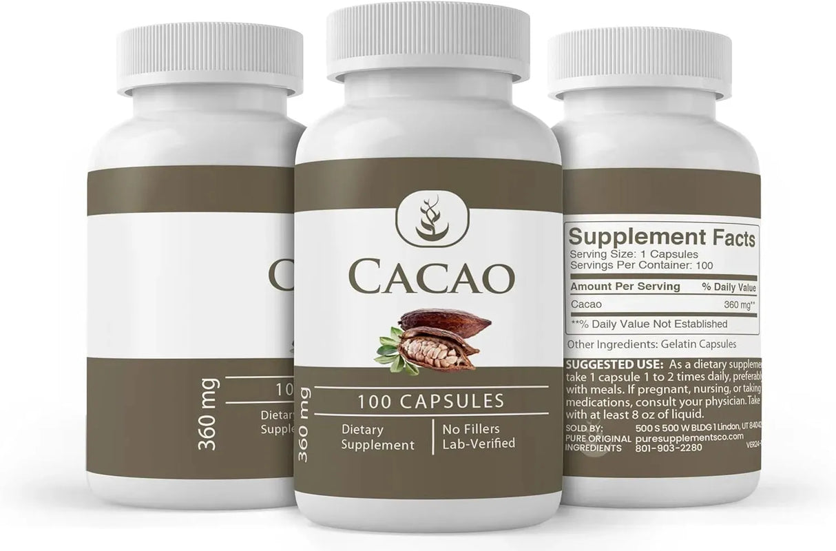 PURE ORIGINAL INGREDIENTS - Pure Original Ingredients Cacao 100 Capsulas - The Red Vitamin MX - Suplementos Alimenticios - {{ shop.shopifyCountryName }}
