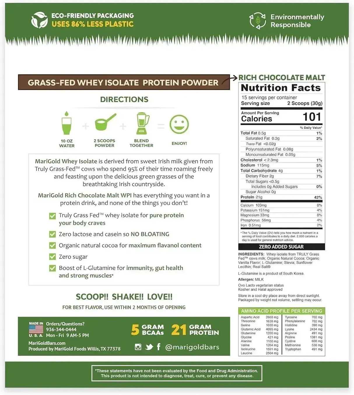 MARIGOLD - MariGold Grass-fed Whey Protein Isolate Powder Creamy Rich Chocolate Malt 454Gr. - The Red Vitamin MX - Suplementos Alimenticios - {{ shop.shopifyCountryName }}