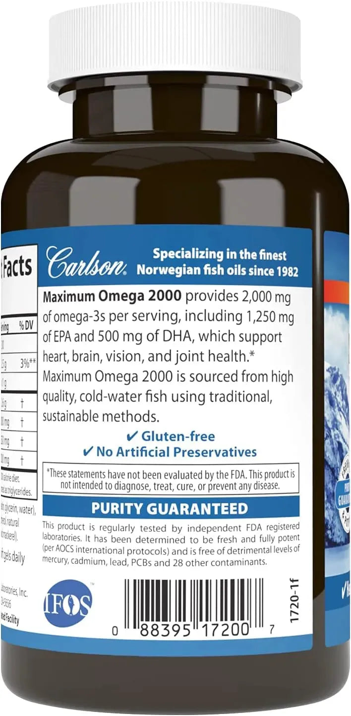 CARLSON - Carlson Maximum Omega 2000 60 Capsulas Blandas - The Red Vitamin MX - Suplementos Alimenticios - {{ shop.shopifyCountryName }}