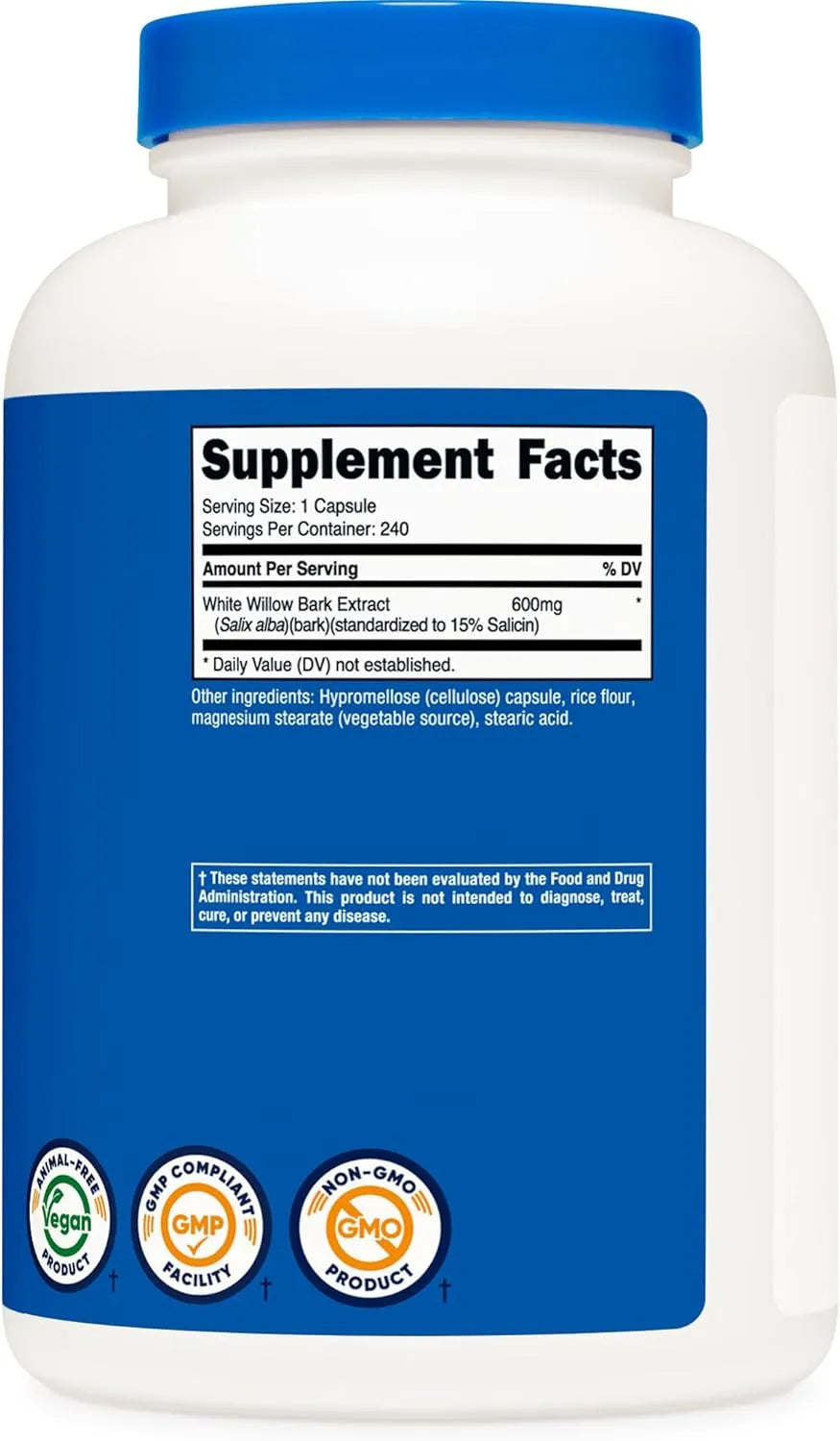 NUTRICOST - Nutricost White Willow Bark 600Mg. 240 Capsulas - The Red Vitamin MX - Suplementos Alimenticios - {{ shop.shopifyCountryName }}