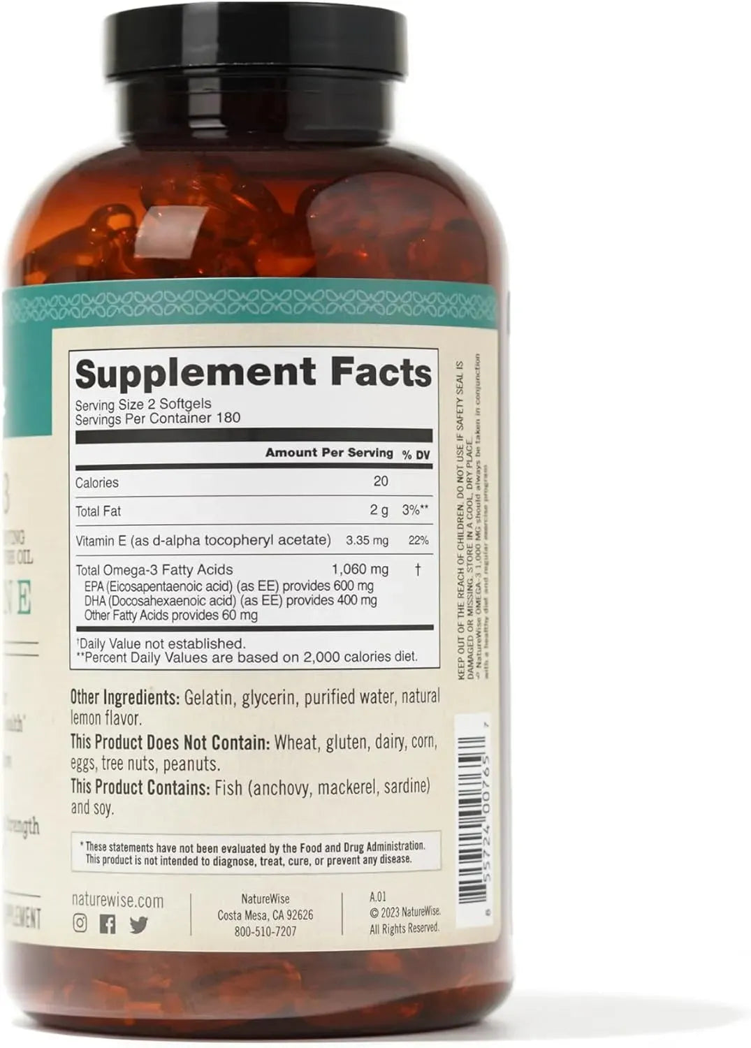 NATUREWISE - NatureWise Extra-Strength Omega 3 Fish Oil 1000Mg, 360 Capsulas Blandas - The Red Vitamin MX - Suplementos Alimenticios - {{ shop.shopifyCountryName }}