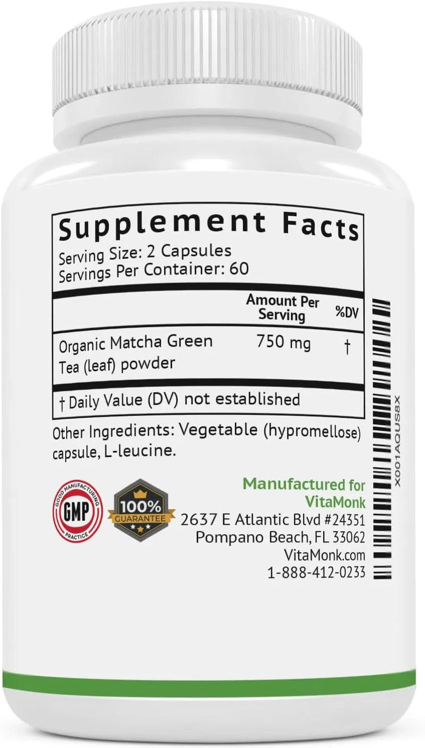 VITAMONK - VitaMonk MATCHAMAX Organic Japanese Matcha 120 Capsulas - The Red Vitamin MX - Suplementos Alimenticios - {{ shop.shopifyCountryName }}