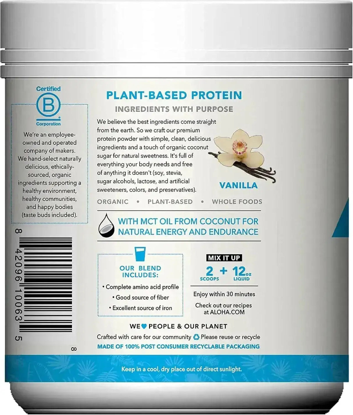 ALOHA - ALOHA Organic Plant Based Protein Powder Vanilla 15 Servicios 525Gr. - The Red Vitamin MX - Suplementos Alimenticios - {{ shop.shopifyCountryName }}