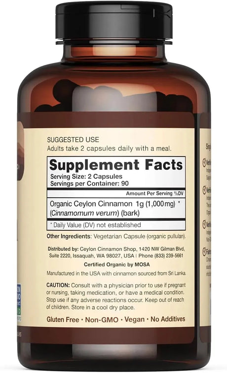 CEYLON CINNAMON SHOP - Ceylon Cinnamon Shop Organic Ceylon Cinnamon 180 Capsulas - The Red Vitamin MX - Suplementos Alimenticios - {{ shop.shopifyCountryName }}