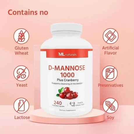 ML NATURALS - ML Naturals D-Mannose 1000Mg. 240 Capsulas - The Red Vitamin MX - Suplementos Alimenticios - {{ shop.shopifyCountryName }}