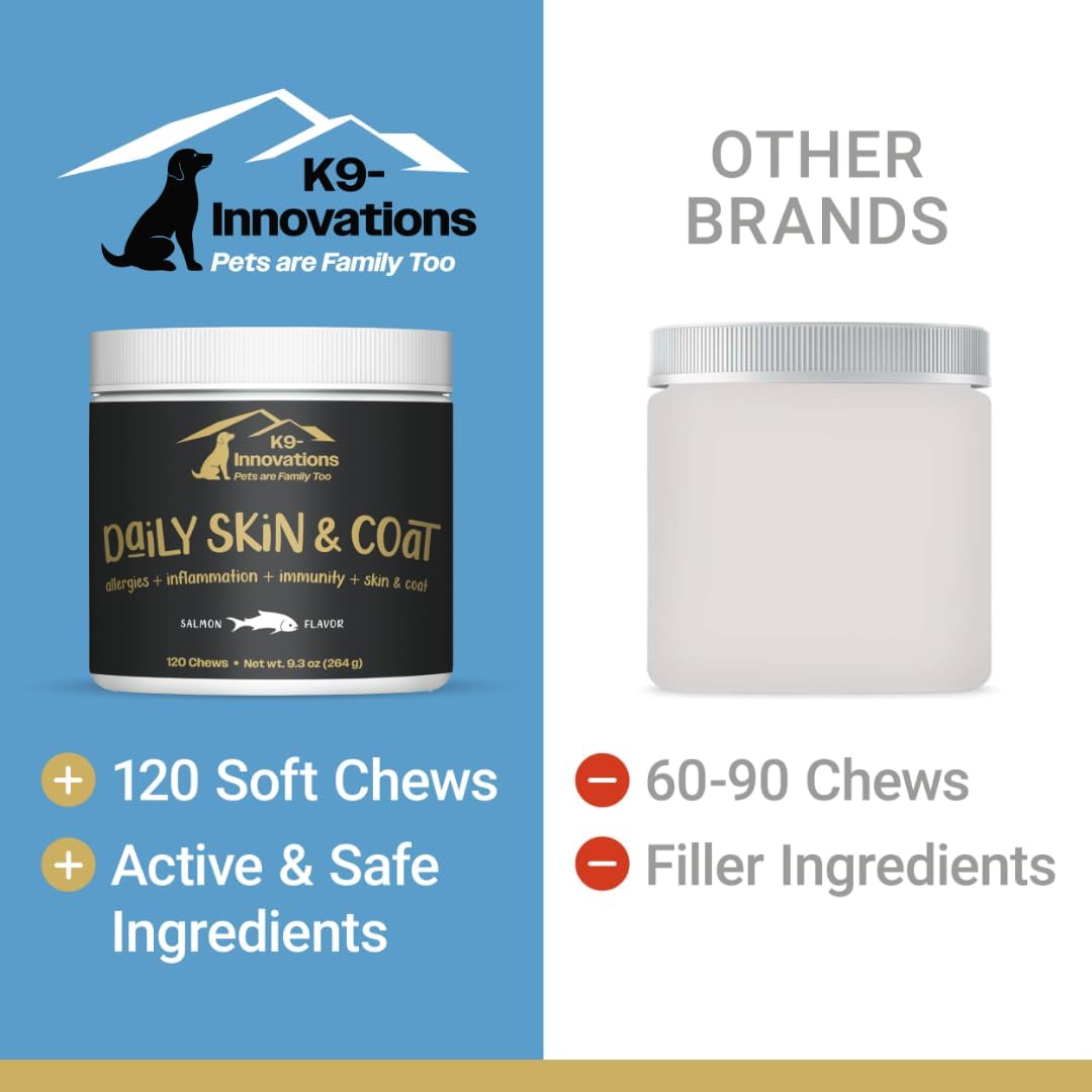 K9-Innovations Daily Skin & Coat Dog Chews Salmon Flavor 120 Masticables