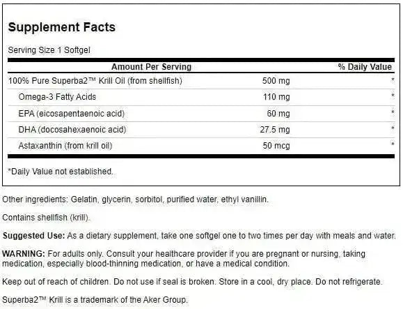 SWANSON - Swanson 100% Pure Krill Oil 500Mg. 60 Capsulas Blandas - The Red Vitamin MX - Suplementos Alimenticios - {{ shop.shopifyCountryName }}