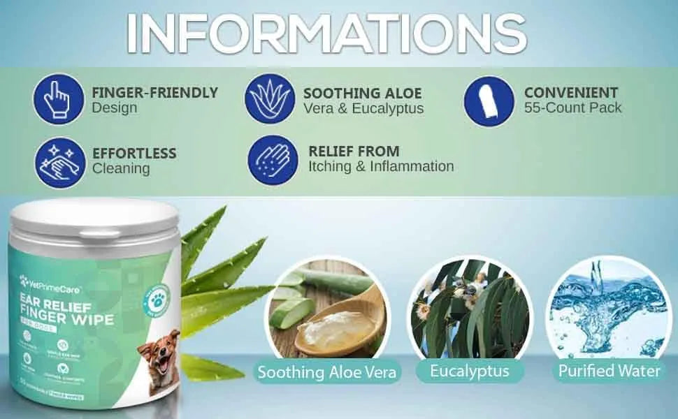 VET PRIME CARE - VET PRIME CARE Pet Finger Wipes for Dogs Ear Relief 55 Toallitas - The Red Vitamin MX - Cuidado Del Oído De Perros - {{ shop.shopifyCountryName }}
