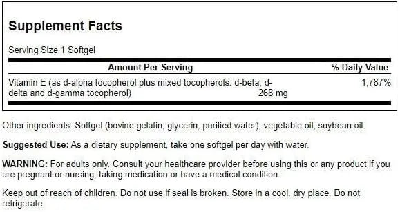 SWANSON - Swanson Vitamin E-400 Mixed Tocopherols 100 Capsulas Blandas - The Red Vitamin MX - Suplementos Alimenticios - {{ shop.shopifyCountryName }}