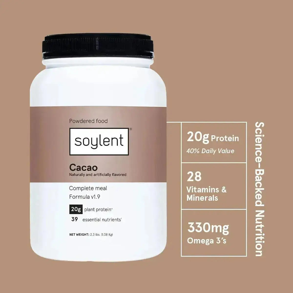 SOYLENT - Soylent Complete Nutrition Meal Replacement Protein Powder Cacao 1.08 Kg. - The Red Vitamin MX - Suplementos Alimenticios - {{ shop.shopifyCountryName }}