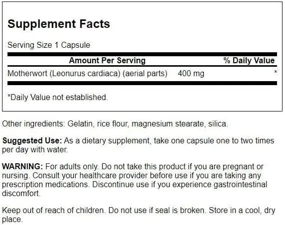 SWANSON - Swanson Motherwort 400Mg. 60 Capsulas 2 Pack - The Red Vitamin MX - Suplementos Alimenticios - {{ shop.shopifyCountryName }}