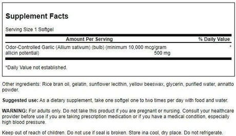 SWANSON - Swanson Garlic 500Mg. 60 Capsulas Blandas - The Red Vitamin MX - Suplementos Alimenticios - {{ shop.shopifyCountryName }}