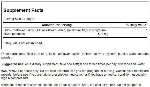 SWANSON - Swanson Garlic 500Mg. 60 Capsulas Blandas - The Red Vitamin MX - Suplementos Alimenticios - {{ shop.shopifyCountryName }}