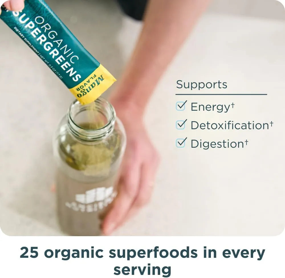 ANCIENT NUTRITION - Ancient Nutrition SuperGreens Powder with Probiotics Organic Mango Flavor 16 Paquetes - The Red Vitamin MX - Suplementos Alimenticios - {{ shop.shopifyCountryName }}