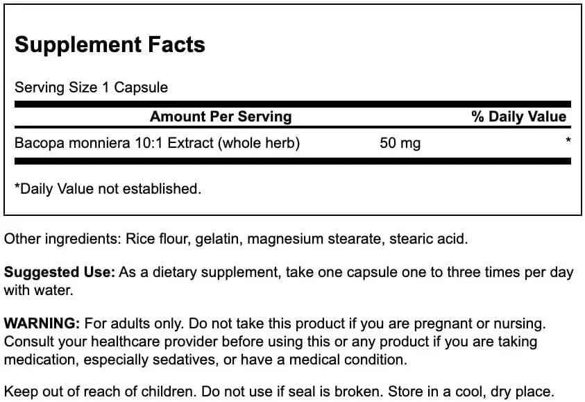 SWANSON - Swanson Bacopa Monniera 10:1 Extract 50Mg. 90 Capsulas - The Red Vitamin MX - Suplementos Alimenticios - {{ shop.shopifyCountryName }}