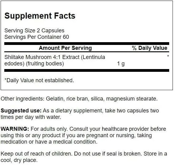 SWANSON - Swanson Shiitake Mushroom Extract 500Mg. 120 Capsulas - The Red Vitamin MX - Suplementos Alimenticios - {{ shop.shopifyCountryName }}