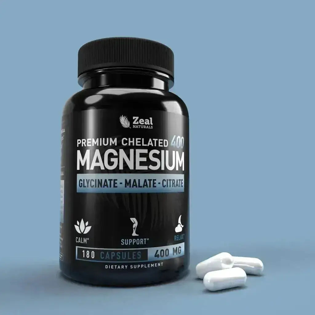 ZEAL NATURALS - Zeal Naturals Premium Chelated Magnesium Glycinate, Malate, Citrate 400Mg. 180 Capsulas - The Red Vitamin MX - Suplementos Alimenticios - {{ shop.shopifyCountryName }}