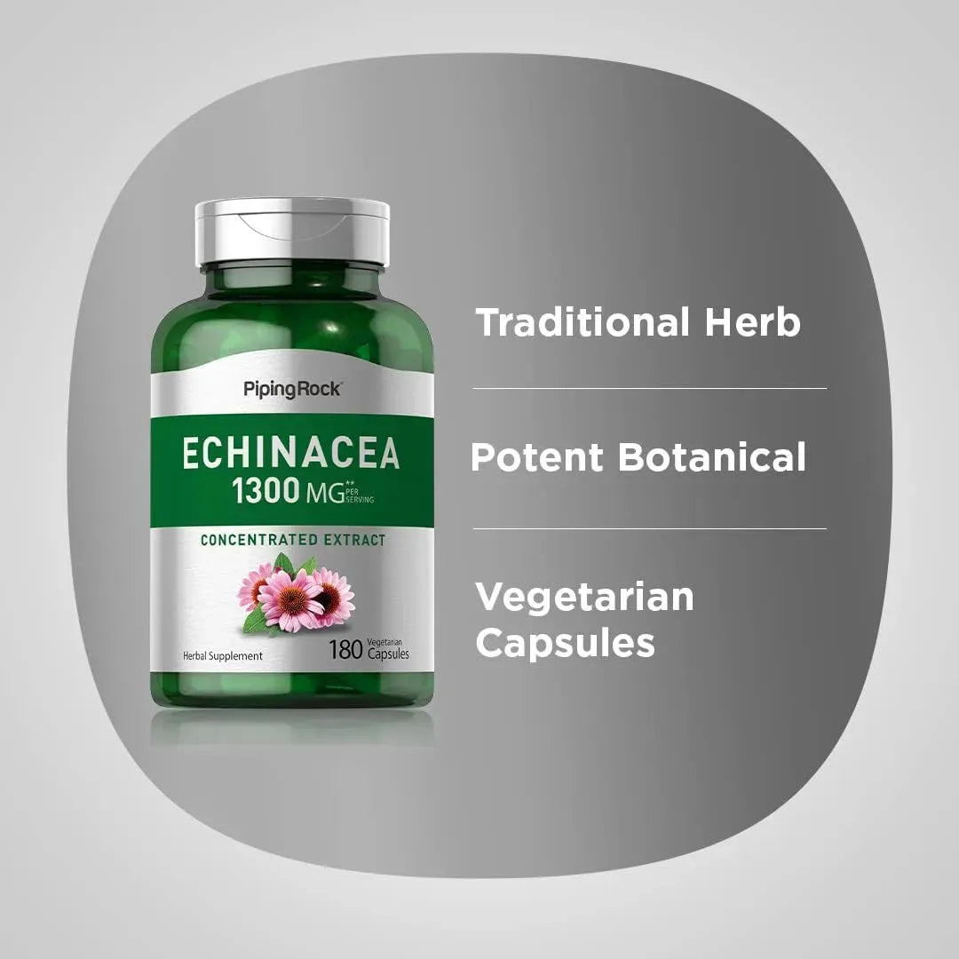 HORBAACH - Piping Rock Echinacea Extract 1300Mg. 180 Capsulas - The Red Vitamin MX - Suplementos Alimenticios - {{ shop.shopifyCountryName }}