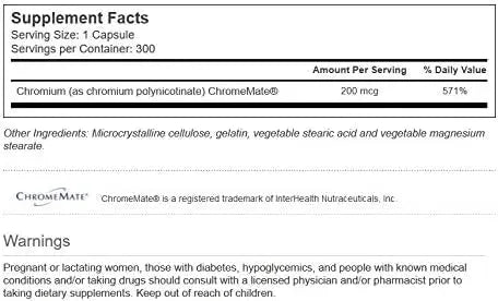 VITACOST - Vitacost GTF Chromium Polynicotinate as ChromeMate 200mcg 300 Capsulas - The Red Vitamin MX - Suplementos Alimenticios - {{ shop.shopifyCountryName }}