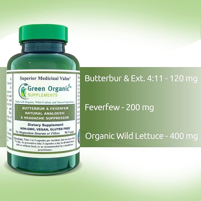 Green Organic Supplements Butterbur 90 Capsulas 2 Pack