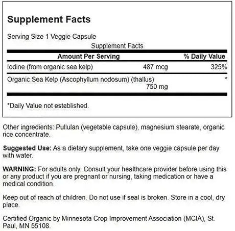 SWANSON - Swanson Organic Scottish Kelp 750Mg. 30 Capsulas - The Red Vitamin MX - Suplementos Alimenticios - {{ shop.shopifyCountryName }}