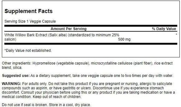 SWANSON - Swanson Maximum Strength White Willow Bark Extract 500Mg. 60 Capsulas - The Red Vitamin MX - Suplementos Alimenticios - {{ shop.shopifyCountryName }}