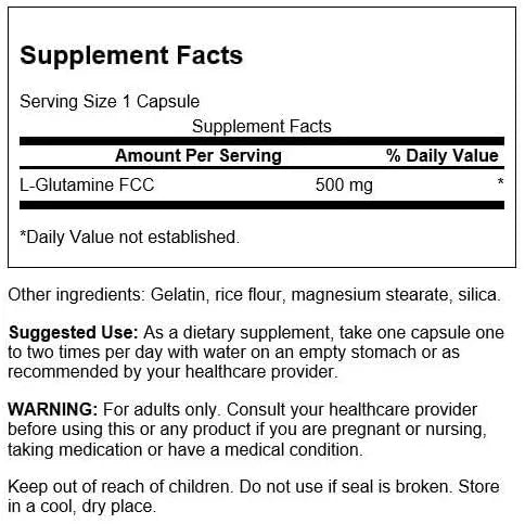 SWANSON - Swanson L-Glutamine 500Mg. 100 Capsulas - The Red Vitamin MX - Suplementos Alimenticios - {{ shop.shopifyCountryName }}