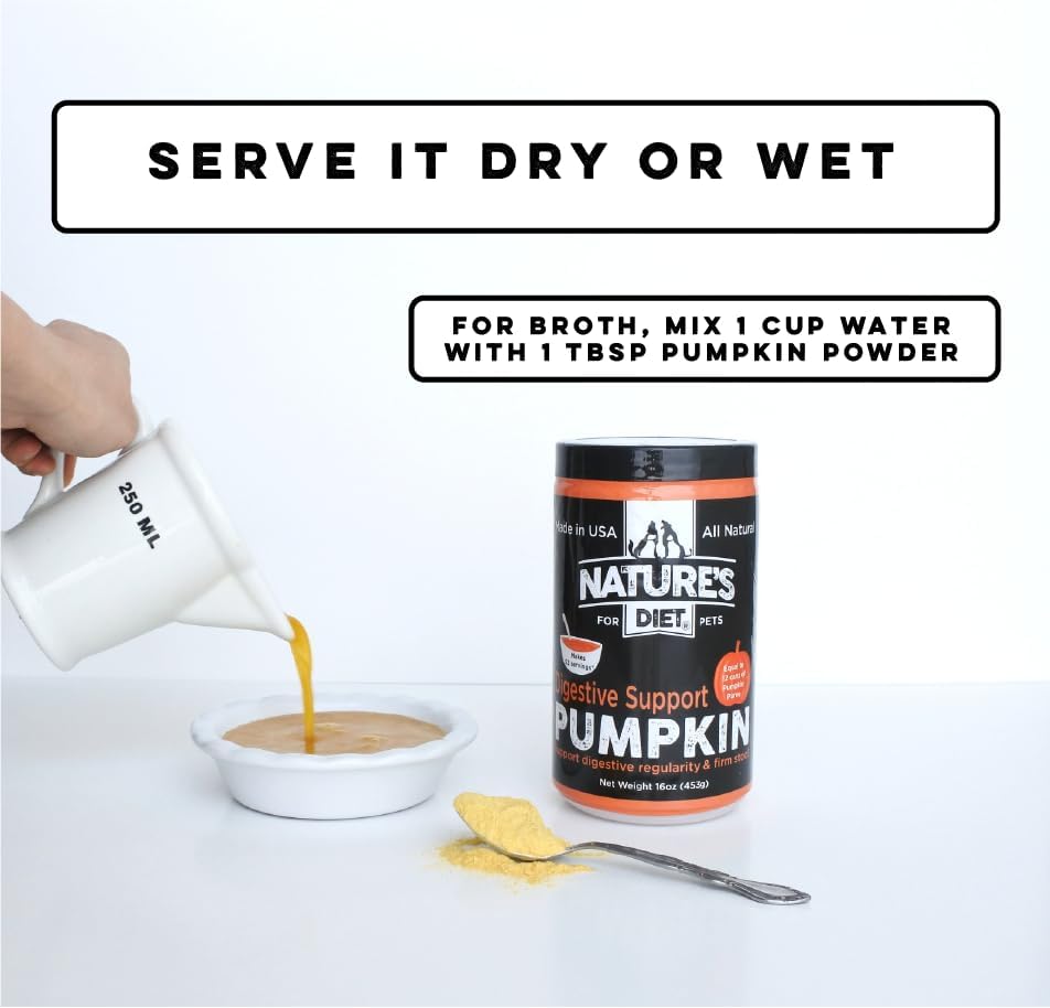 Nature's Diet Pet Dried Pumpkin Powder Digestive Support 53 Servicios 453Gr.