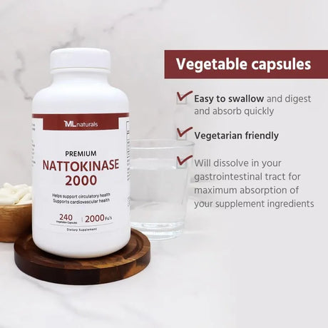 ML NATURALS - ML Naturals Premium Nattokinase 2000 FU 240 Capsulas - The Red Vitamin MX - Suplementos Alimenticios - {{ shop.shopifyCountryName }}