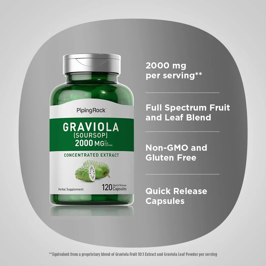 PIPING ROCK - Piping Rock Graviola Soursop 2000Mg. 120 Capsulas - The Red Vitamin MX - Suplementos Alimenticios - {{ shop.shopifyCountryName }}