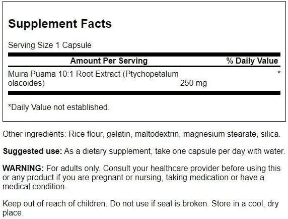 SWANSON - Swanson Muira Puama 250Mg. 60 Capsulas - The Red Vitamin MX - Suplementos Alimenticios - {{ shop.shopifyCountryName }}