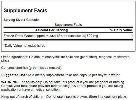 SWANSON - Swanson Green Lipped Mussel 500Mg. 60 Capsulas - The Red Vitamin MX - Suplementos Alimenticios - {{ shop.shopifyCountryName }}