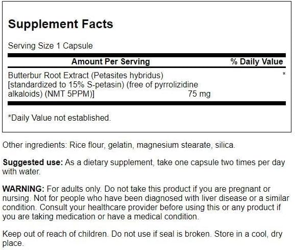 Swanson Butterbur Extract 75Mg. 60 Capsulas