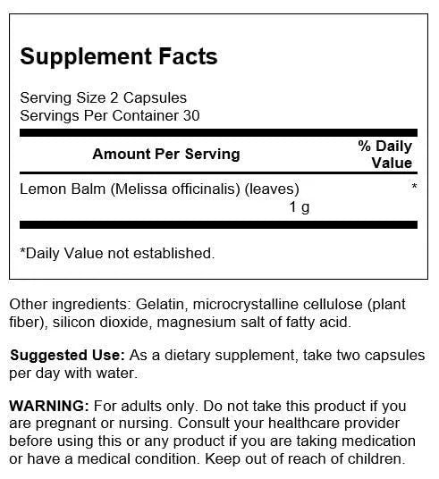 SWANSON - Swanson Full Spectrum Lemon Balm 500Mg. 60 Capsulas - The Red Vitamin MX - Suplementos Alimenticios - {{ shop.shopifyCountryName }}